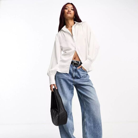 French Connection Satin Shirt White 12 NWT IN‎ PACKAGE - Picture 4 of 7